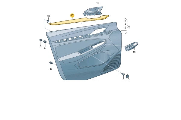 NEW VW GOLF MK8 CD FRONT RIGHT DOOR PANEL CARD TRIM LHD 5H0867440A9GA