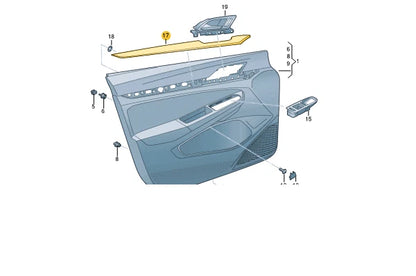 NEW VW GOLF MK8 CD FRONT RIGHT DOOR PANEL CARD TRIM LHD 5H0867440A9GA