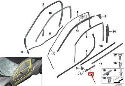 new bmw i8 i12 front right door outer short duct cover 51337343202 original