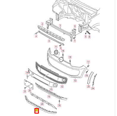 new vw up front bumper lower center spoiler 1st805915 original