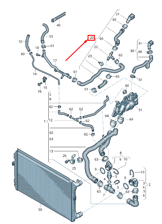 new vw t-cross c1 coolant hose with quick release coupling 2q0122073g original
