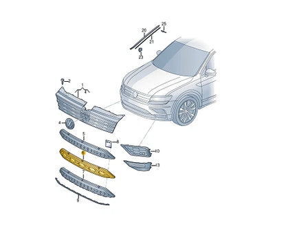 NEW VOLKSWAGEN TIGUAN AD1 FRONT BUMPER LOWER GRILLE 5NN853671D9B9 ORIGINAL