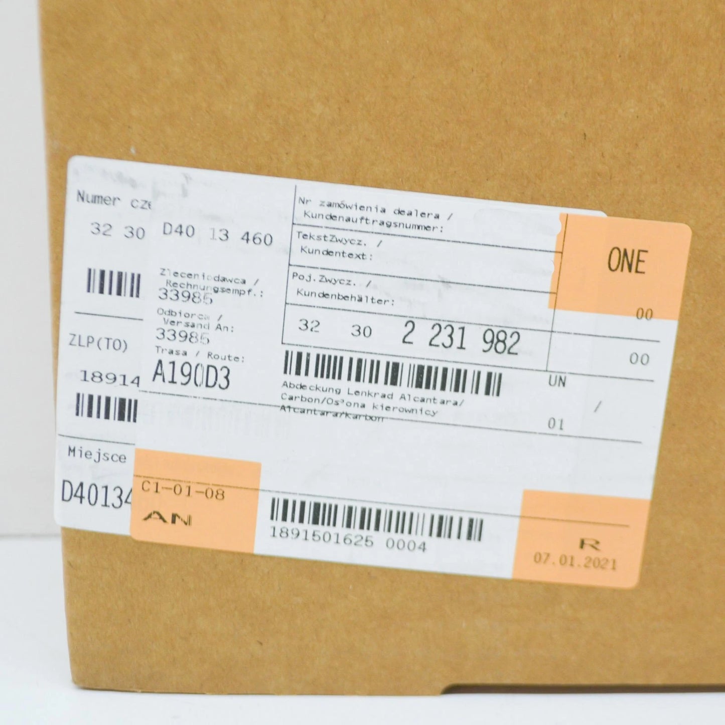 NEW BMW 1 F20 M STEERING WHEEL ALCANTARA COVER 32302231982 ORIGINAL