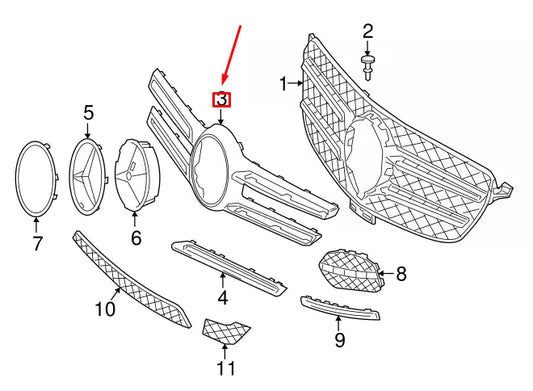 NEW MERCEDES-BENZ GLE C292 RADIATOR GRILLE COVER A292888022364 ORIGINAL
