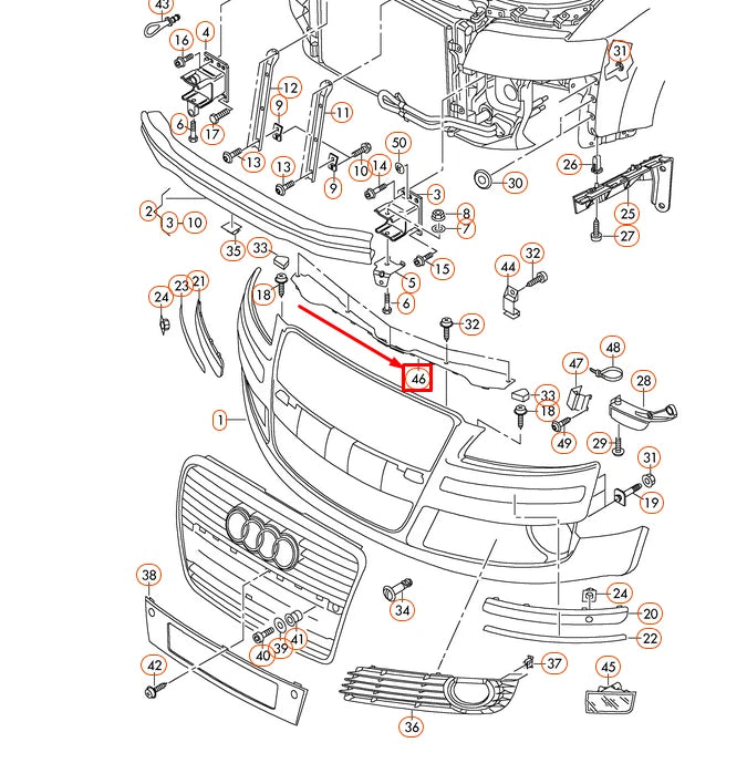 NEW AUDI A8 D3 UPPER CENTRE GRILL SLAM PANEL TRIM COVER 4E0807081AA