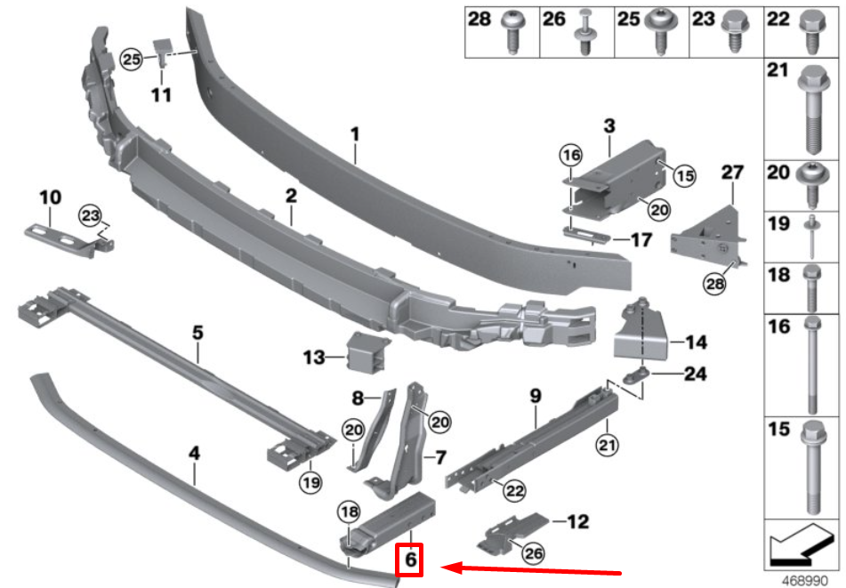 new mini clubman f54 front right deformation element 51117351526 7351526