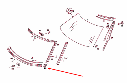 NEW MERCEDES-BENZ SL R107 WINDSHIELD RIGHT BOTTOM MOLDING A1076712230 ORIGINAL