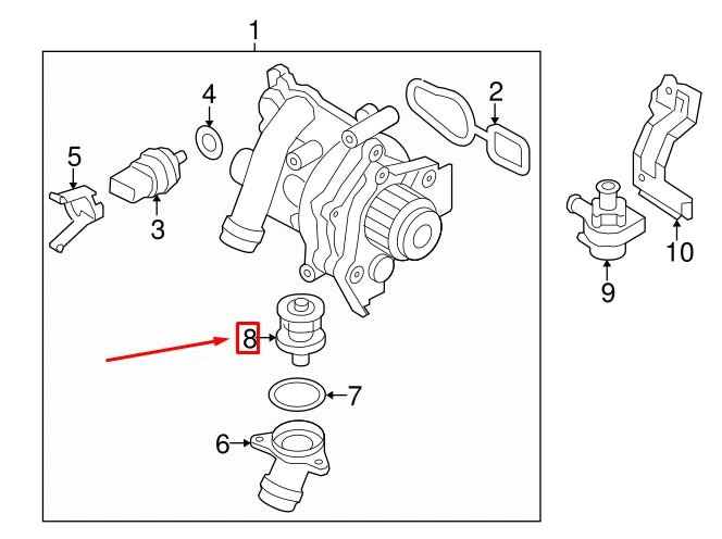 NEW AUDI A4 AVANT B8 ENGINE COOLANT THERMOSTAT 06J121113A ORIGINAL
