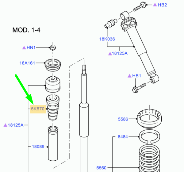 new ford focus mk1 rear shock absorber bumper 98ag-5k570-ah 1073486 original