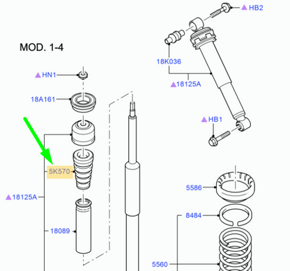 new ford focus mk1 rear shock absorber bumper 98ag-5k570-ah 1073486 original