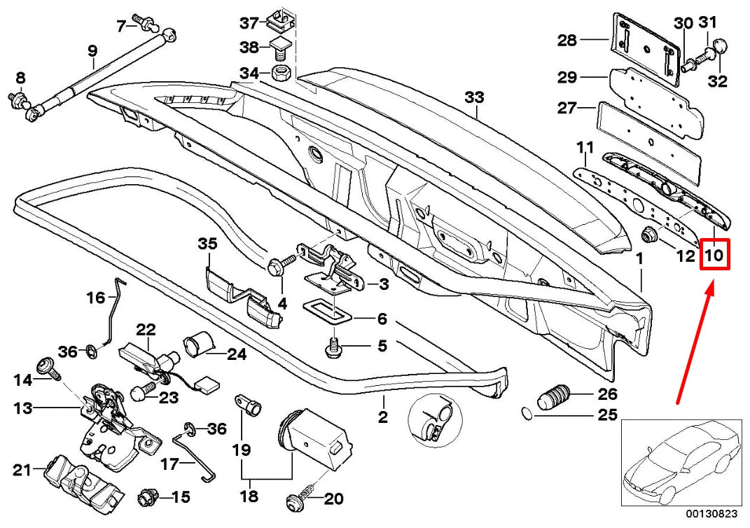 NEW BMW 3 COMPACT E36 TRUNK LID GRIP 51228399413 8399413 ORIGINAL