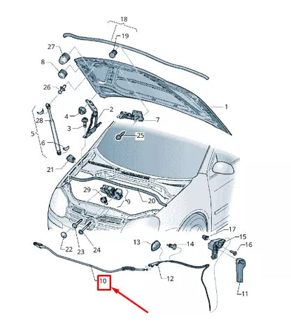 NEW VW GOLF V 1K MK5 FRONT BONNET RELEASE CABLE RHD 1K2823531G ORIGINAL