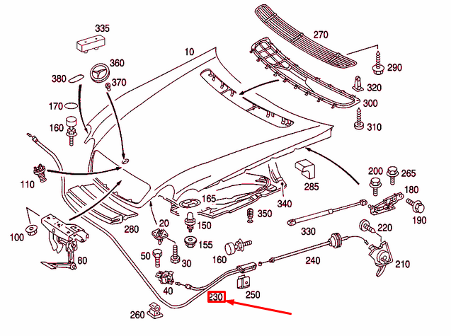 NEW MERCEDES-BENZ CL C215 ENGINE HOOD CABLE A2158800059 ORIGINAL