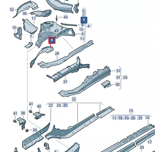 NEW AUDI RS4 AVANT B9 FRONT LEFT WHEEL HOUSING 8W0806213B