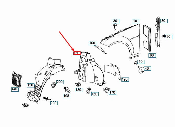 NEW MB C W204 AMG FRONT LEFT FENDER WHEEL HOUSE COVERING A2046906830 ORIGINAL