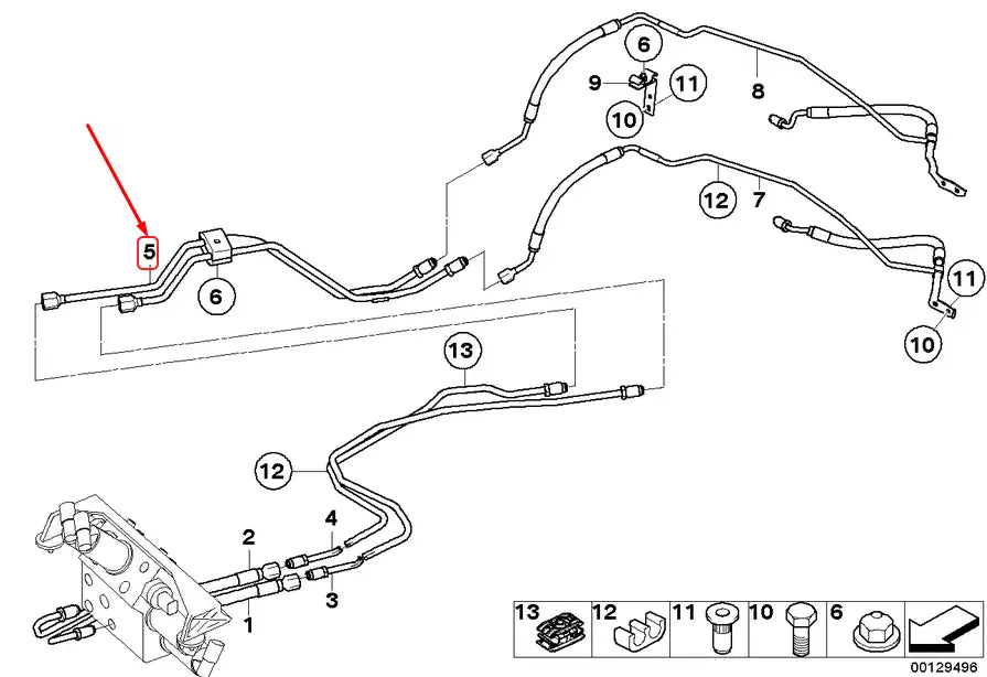 NEW BMW 5 E60 REAR DYNAMIC DRIVE PRESSURE HOSE 37136766231 6766231 ORIGINAL