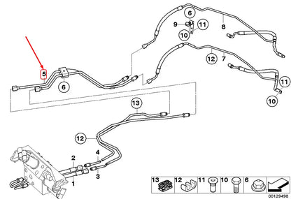 NEW BMW 5 E60 REAR DYNAMIC DRIVE PRESSURE HOSE 37136766231 6766231 ORIGINAL