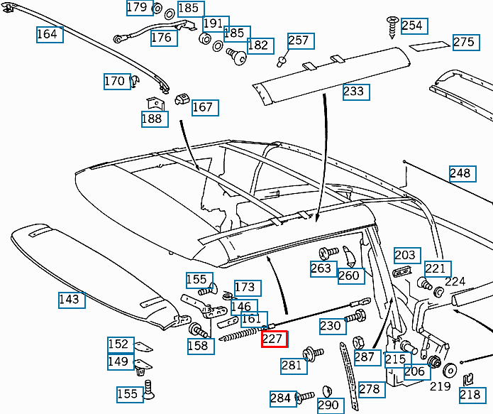 NEW MERCEDES BENZ SL R129 TOP ROOF LEFT CABLE A1297701166 ORIGINAL