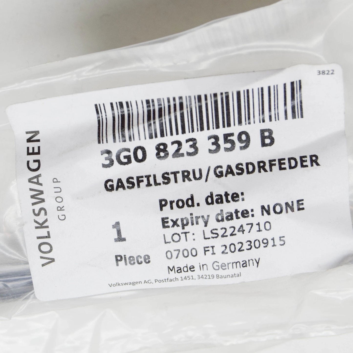 NEW VW PASSAT B8 FRONT HOOD GAS FILLED STRUT 3G0823359B ORIGINAL