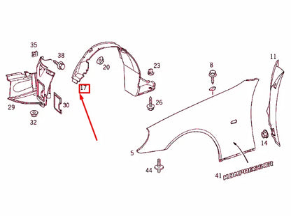 NEW MB SLK R170 FRONT LEFT FENDER INNER LINER COVER A1706980130 ORIGINAL