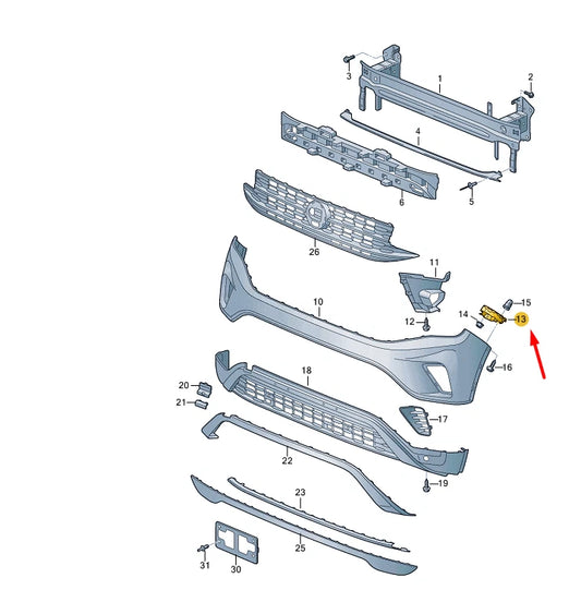 NEW VOLKSWAGEN ATLAS CA1 FRONT RIGHT BUMPER BRACKET 3CM807050 ORIGINAL