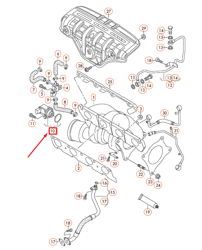 NEW VOLKSWAGEN BEETLE A5 TURBO CUT-OFF VALVE 03C145710E ORIGINAL
