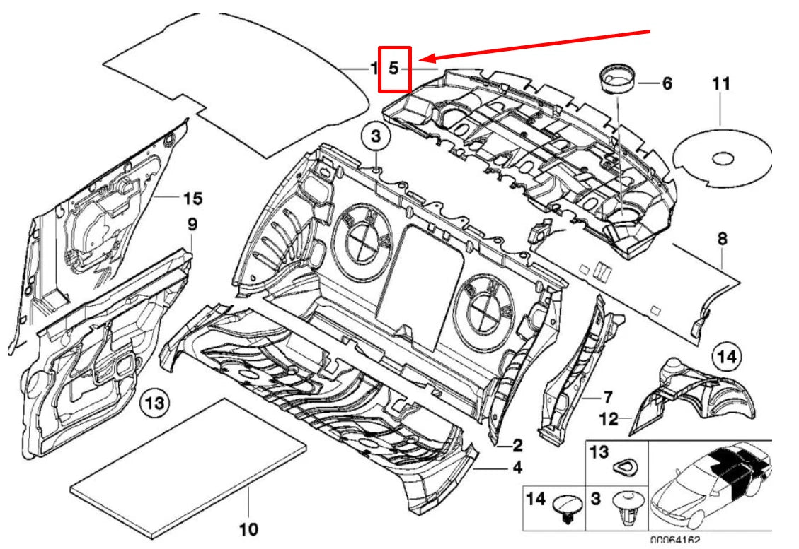 NEW BMW 3 E46 REAR SPEAKER TRAY SOUND INSULATION 51488212531 8212531 ORIGINAL