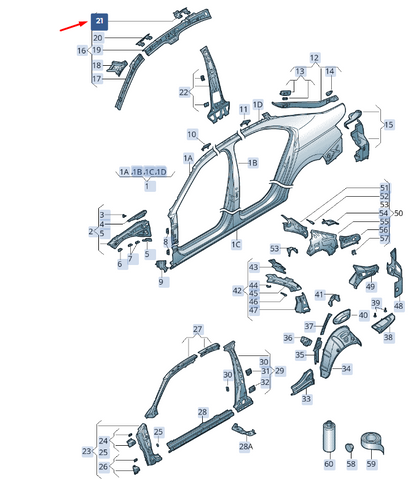 new skoda superb mk3 rear right grab handle bracket 3v5809166 original