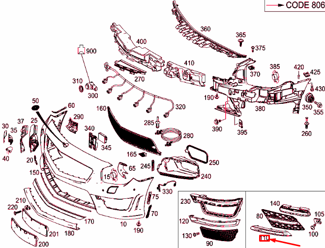 NEW MERCEDES-BENZ SL R231 FRONT LEFT BUMPER MOLDING A2318850174 ORIGINAL