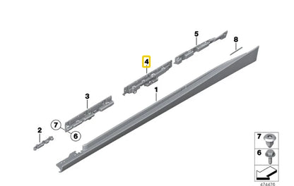 NEW BMW 3 GRAN TURISMO F34 RIGHT SIDESKIRT SUPPORTING LEDGE BRACKET 51777293742