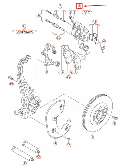 NEW AUDI A5 S5 8T3 FRONT RIGHT BRAKE CALIPER 8T0615124C ORIGINAL