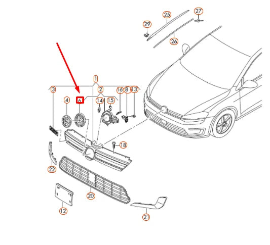 NEW VOLKSWAGEN GOLF MK7 FRONT VW EMBLEM CARRIER 5GE853719041