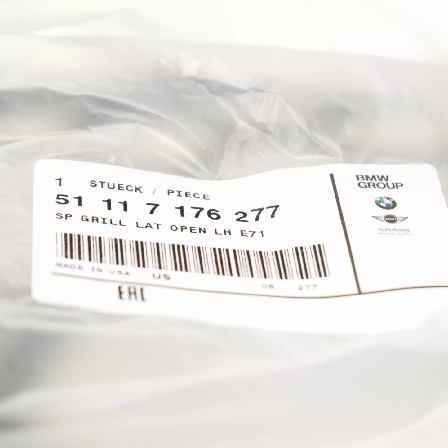 NEW BMW X6 E71 E72 FRONT BUMPER FOG LIGHT OPEN GRILL LEFT 51117176277 7176277