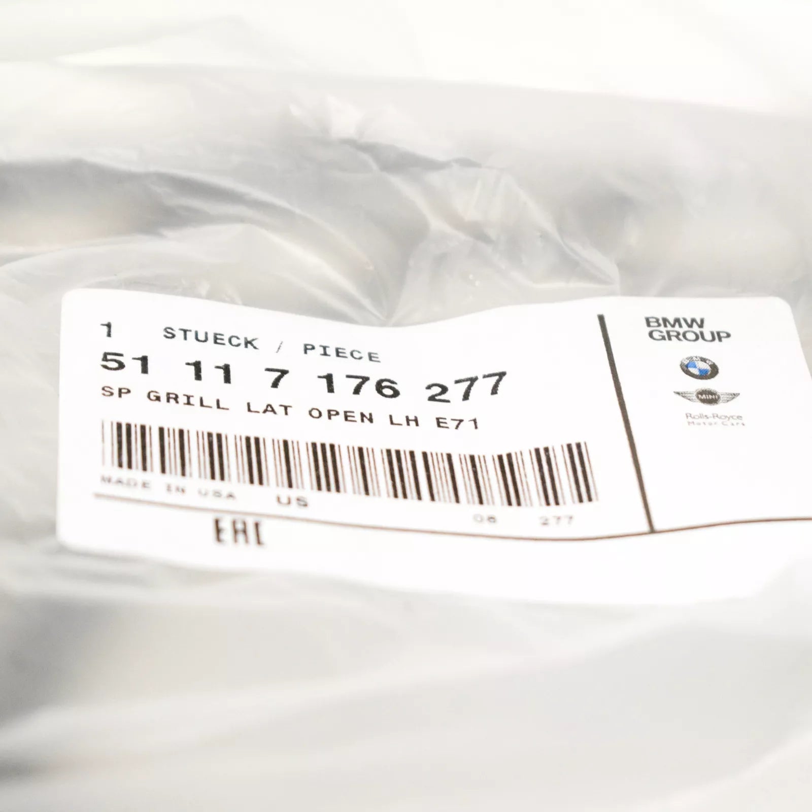 NEW BMW X6 E71 E72 FRONT BUMPER FOG LIGHT OPEN GRILL LEFT 51117176277 7176277