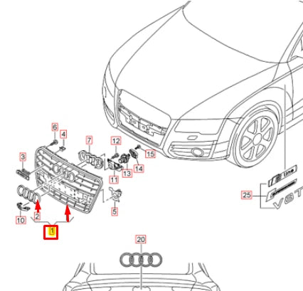 NEW AUDI A7 4GA FRONT BUMPER RADIATOR GRILLE 4G8853651CT94