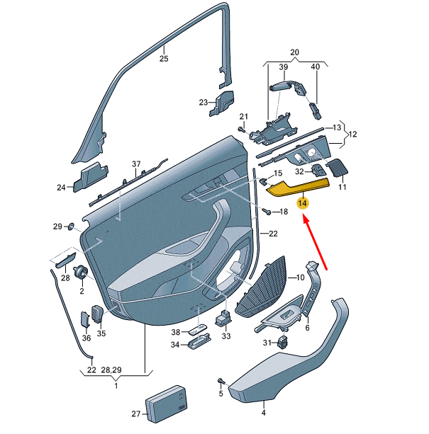 new audi a4 b9 rear left door trim insert 8w0867419e1nk original