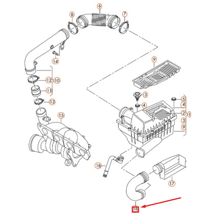 NEW VOLKSWAGEN BEETLE A5 INTAKE AIR DUCT 5C0129618C