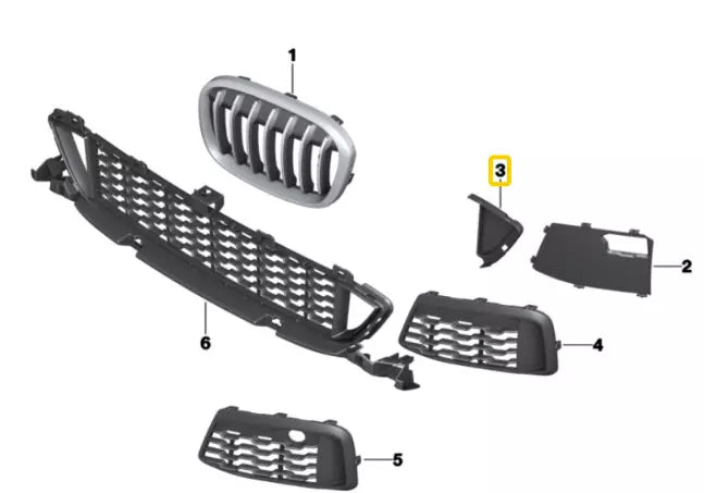 NEW BMW X1 F48 M SPORT FRONT BUMPER RIGHT CENTER GRILL CORNER 8063000 ORIGINAL
