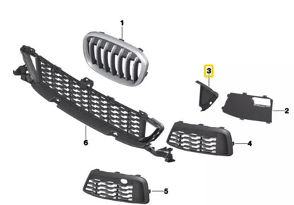 NEW BMW X1 F48 M SPORT FRONT BUMPER RIGHT CENTER GRILL CORNER 8063000 ORIGINAL