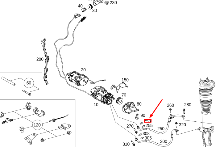 new mb gle w167 suspens. hydraulic delivery line o-ring a0009978914 original