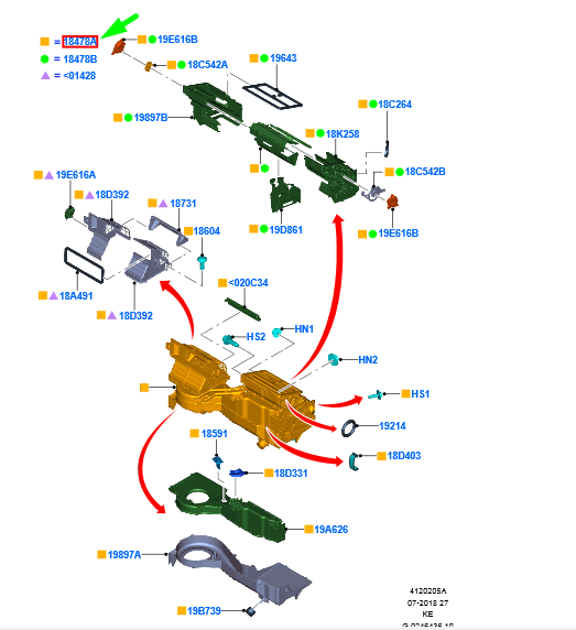 new ford ranger t6 mk1 heater assy lhd 2259542 ab39-18478-cm original