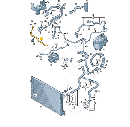 NEW AUDI A4 B9 RETURN WATER COOLING PIPE HOSE 06L121492R ORIGINAL
