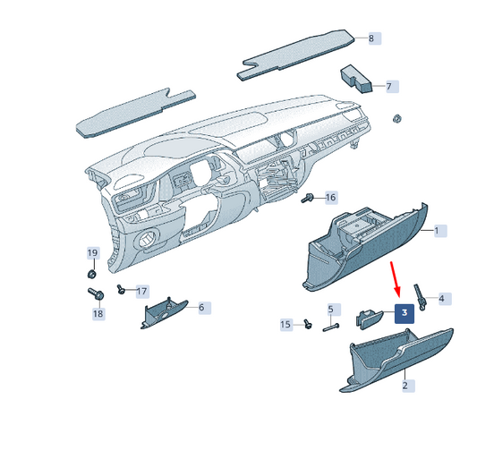 new skoda superb mk3 glove box actuator rhd 3v2857558sw8 original