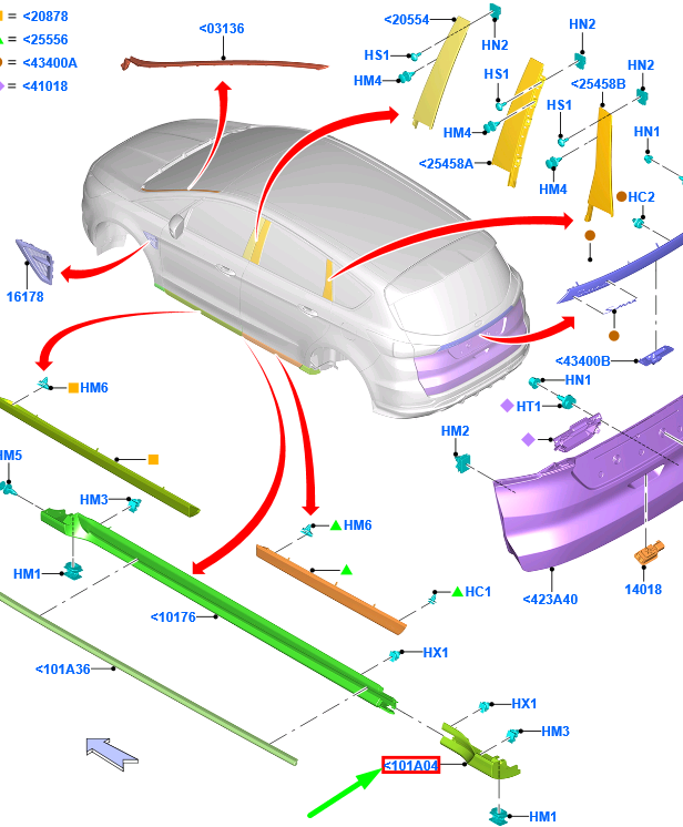 new ford galaxy mk3 cd390 body rocker rear right trim panel assy 5348425