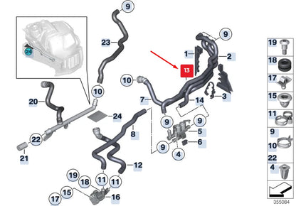 NEW BMW 5 GRAN TURISMO F07 RADIATOR WATER INLET HOSE 64539119169 9119169