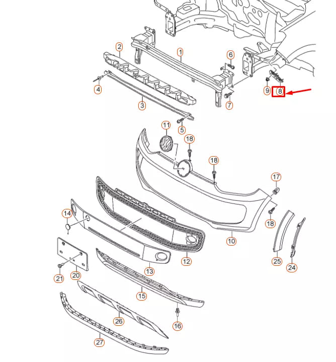 NEW VOLKSWAGEN UP FRONT LEFT BUMPER GUIDE PROFILE 1S0807183A ORIGINAL