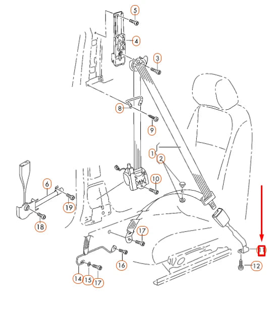 NEW VOLKSWAGEN GOLF 5G MK7 FRONT SEAT BUCKLE 5GM857755AYLZ ORIGINAL