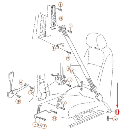 NEW VOLKSWAGEN GOLF 5G MK7 FRONT SEAT BUCKLE 5GM857755AYLZ ORIGINAL