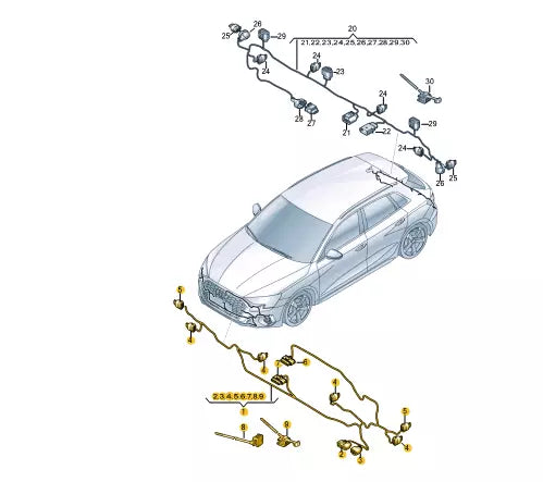 NEW AUDI A3 SPORTBACK 8Y FRONT BUMPER WIRING HARNESS LOOM 8Y0971085AC