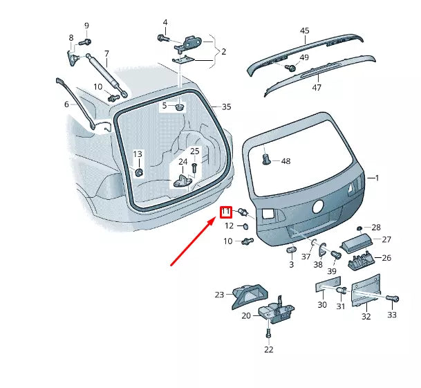 NEW VW TOUAREG 7P MK2 REAR LID ADJUSTABLE STOP BUFFER 6Q6827499E ORIGINAL